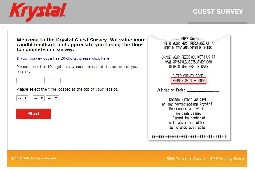 Krystalguestsurvey - Get Free Burger - Krystal Guest Survey