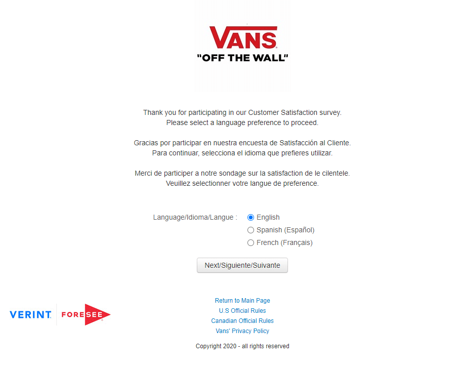 vans.com/feedback